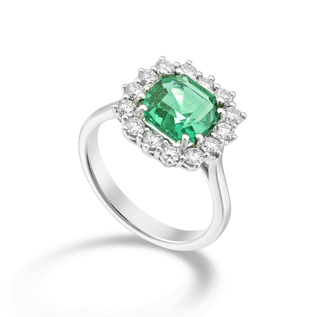Golay oct emerald ring 8x8 with 14 diamonds outline ACLC771DSM88-25323110231
