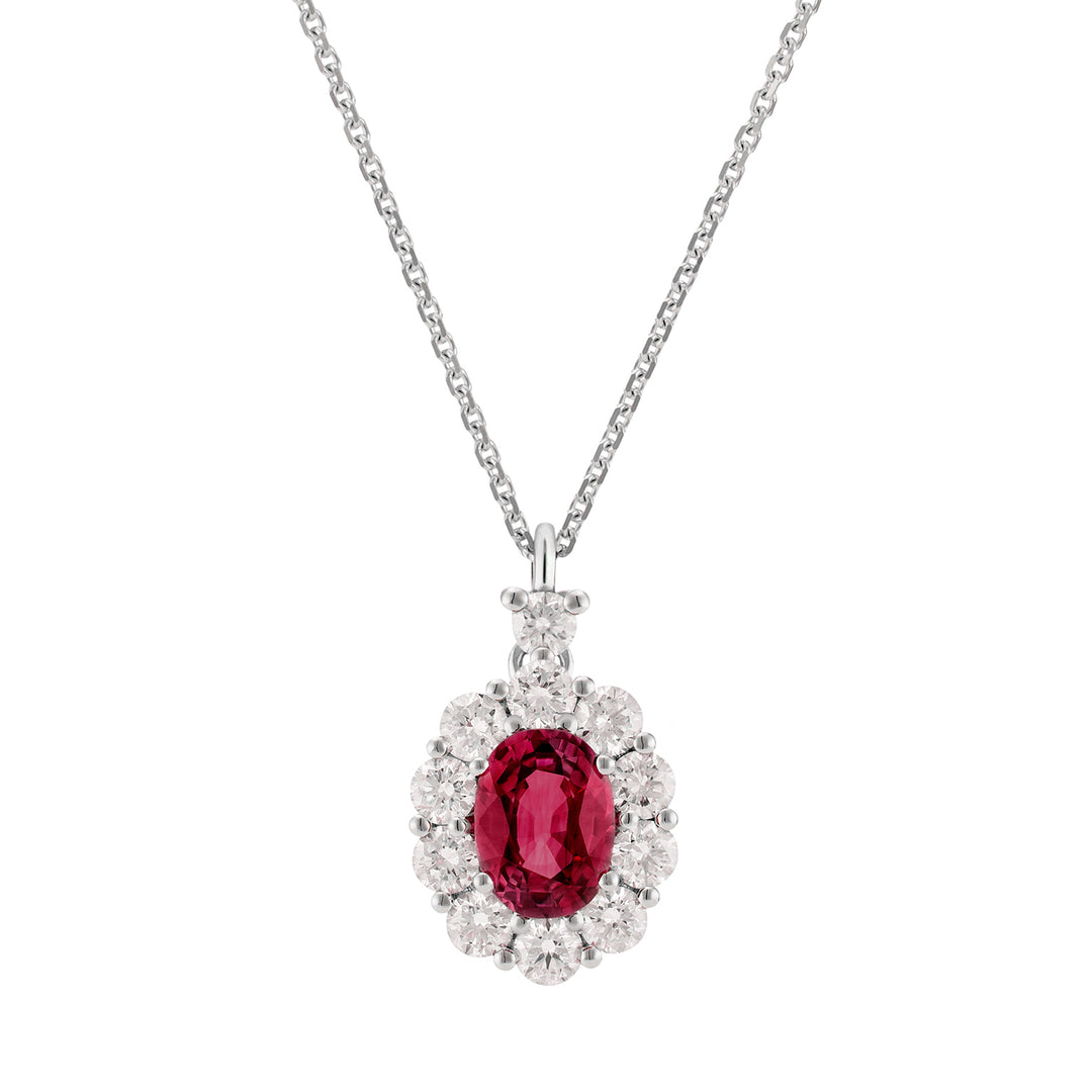 Collier rubis ovale Golay 6x5 et contour diamant PCL043DIRU1-26111110416