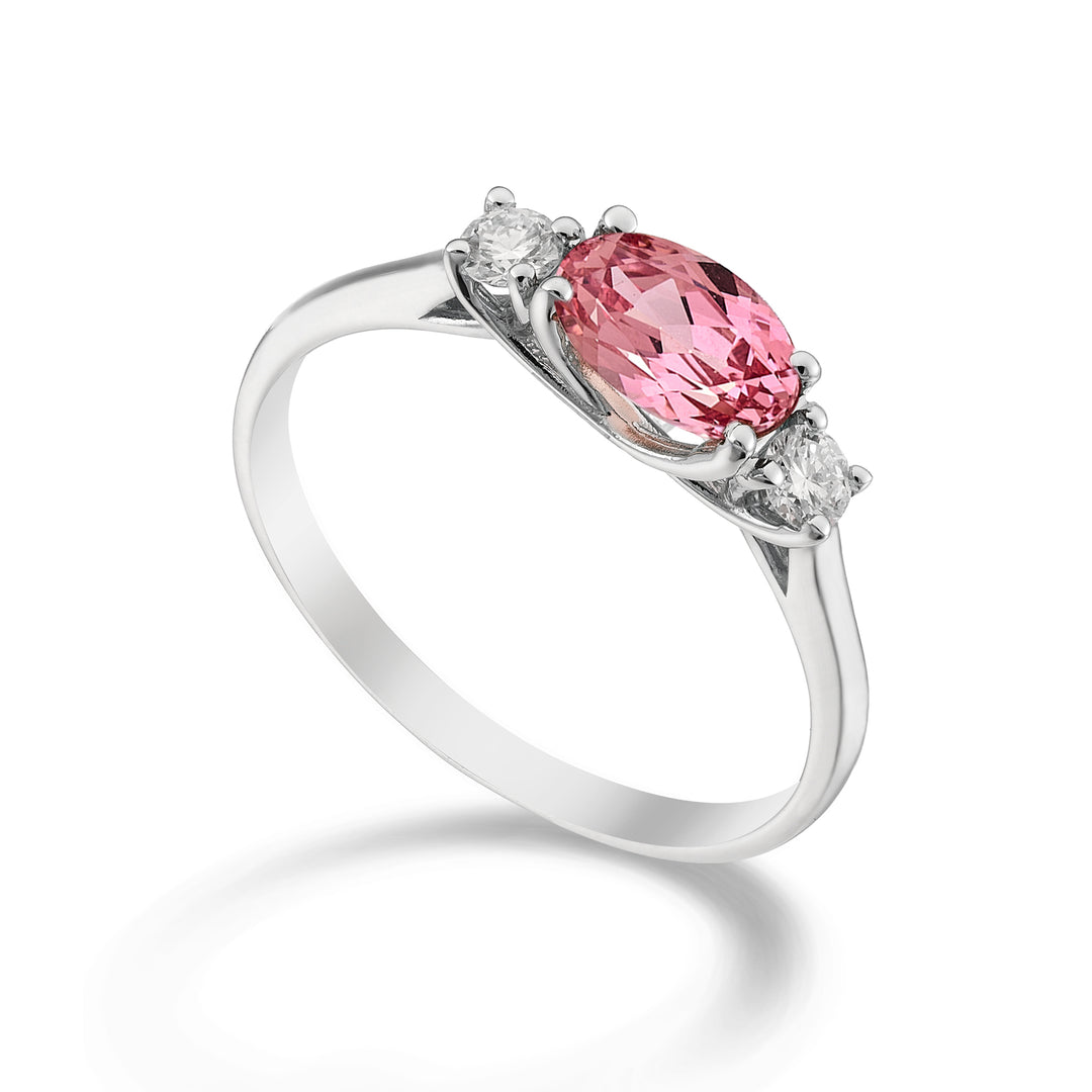 Nihama een 18k ovale roze saffier 7x5 ct.0.80 dia ct.0.16 NA5113O4ZFRP