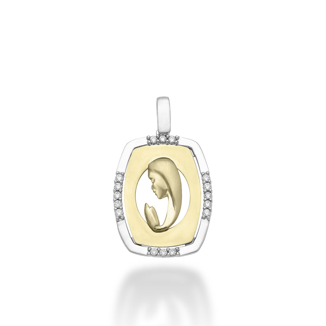 Nihama pe 18k 0,13 ct Madone priant or blanc/jaune 1,9 cm NP5025O7BR013