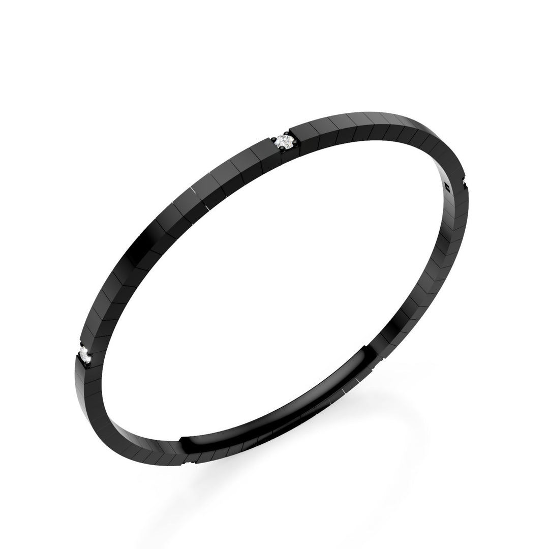 X-Diamond tennisarmband in zwart titanium met vijf lab-spots g.d. en vlindersluiting, 18,5 cm, derde maat LXDBRT013S5DINE-185