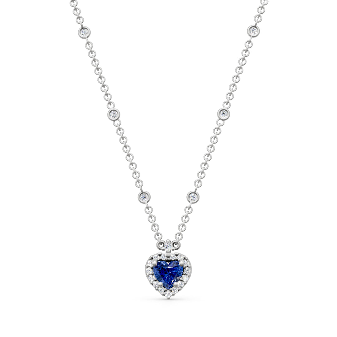 Golay 5x5 heart and contour sapphire pendant necklace GCLC528DZB55-24269110106