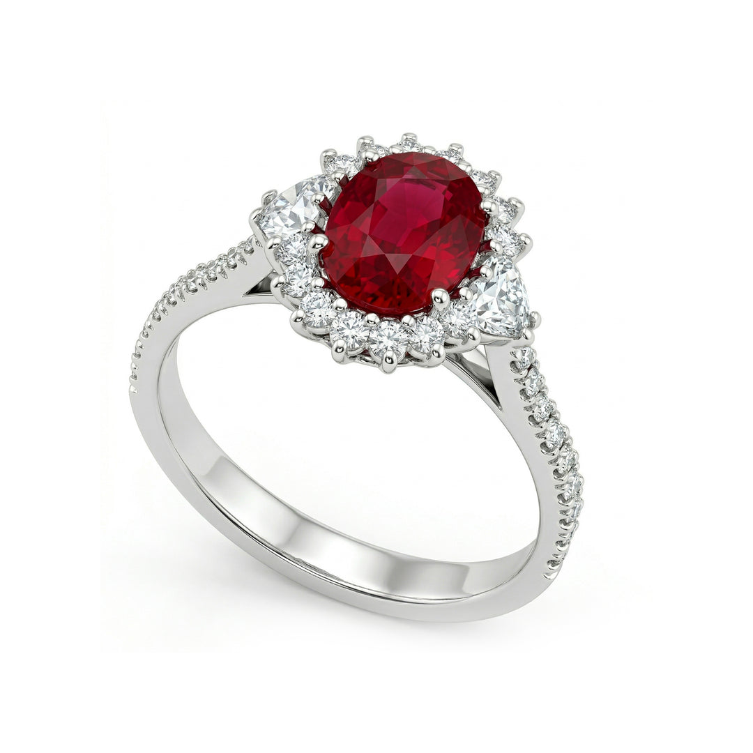 Bague rubis ovale Golay 8x6 avec coeurs latéraux et diam ACLC035DIRU-20328110026