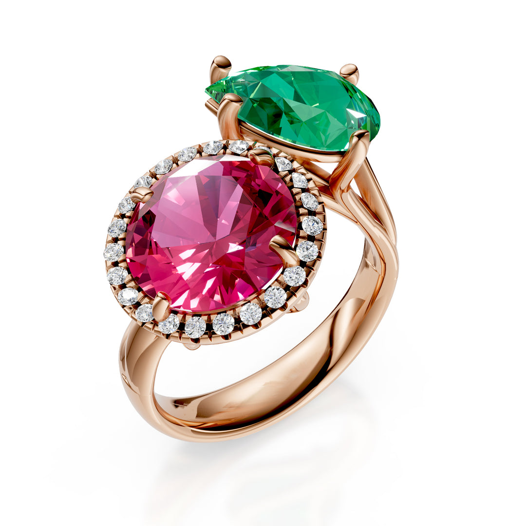 Bague bilogy tourmaline Golay goutte et ronde avec contour ABLC470DTO1291111-24191110043