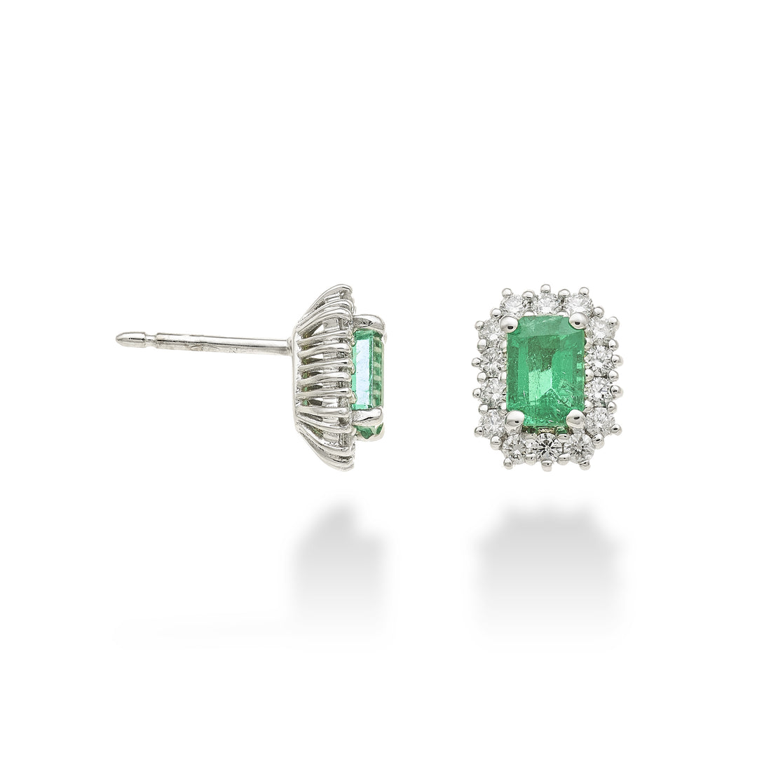 Golay 6x4 achteckige Smaragdohrringe und 14 Diamanten OCL058DISM1-26118110072