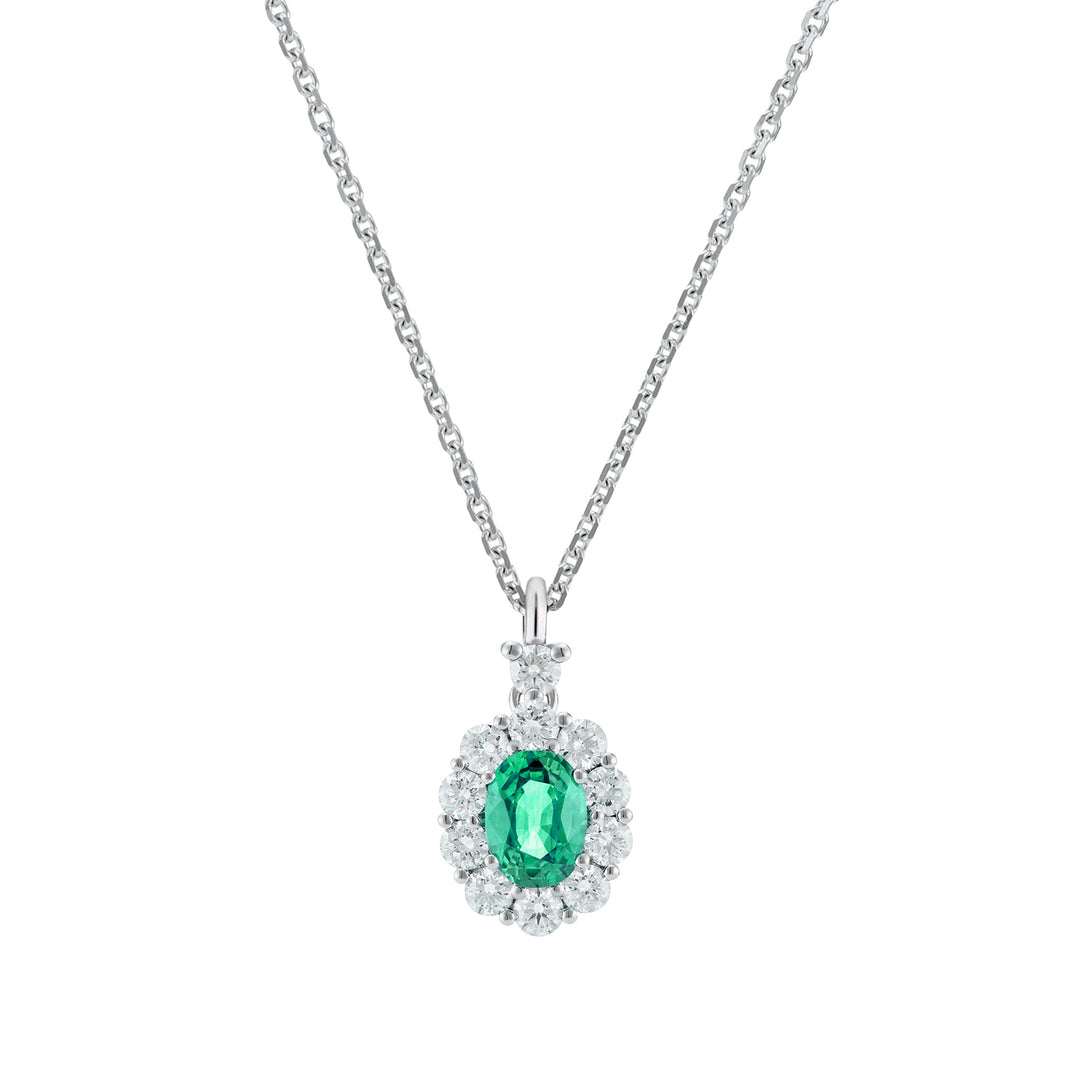 Golay 5x4 oval emerald necklace and diamond outline PCL041DISM1-23250110044