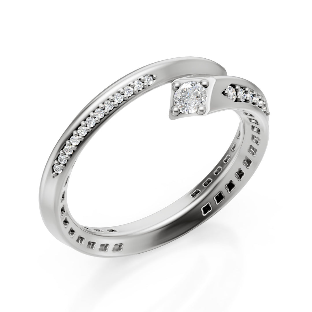 Bague spirale centrale en or blanc Golay 0,09ct AF050BDI-25027110066