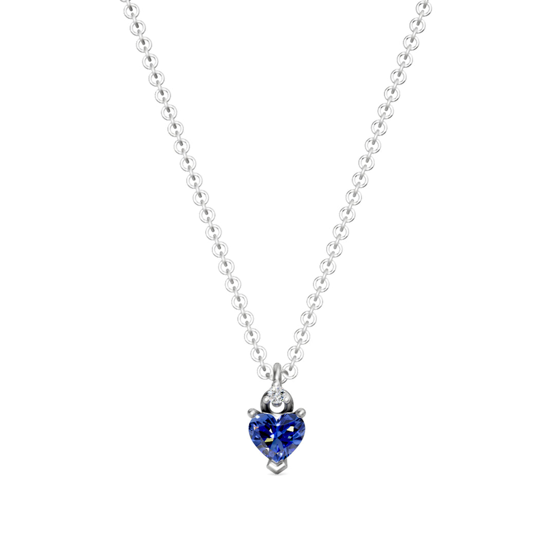 Golay 5x5 heart sapphire necklace with counter link GCL579DZB55-24318110034