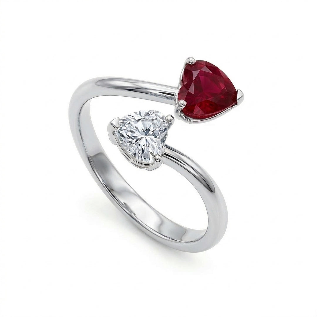Golay bilogy ring contrary hearts rub 6x5 and diamond ABL844DRU65B-26070110069