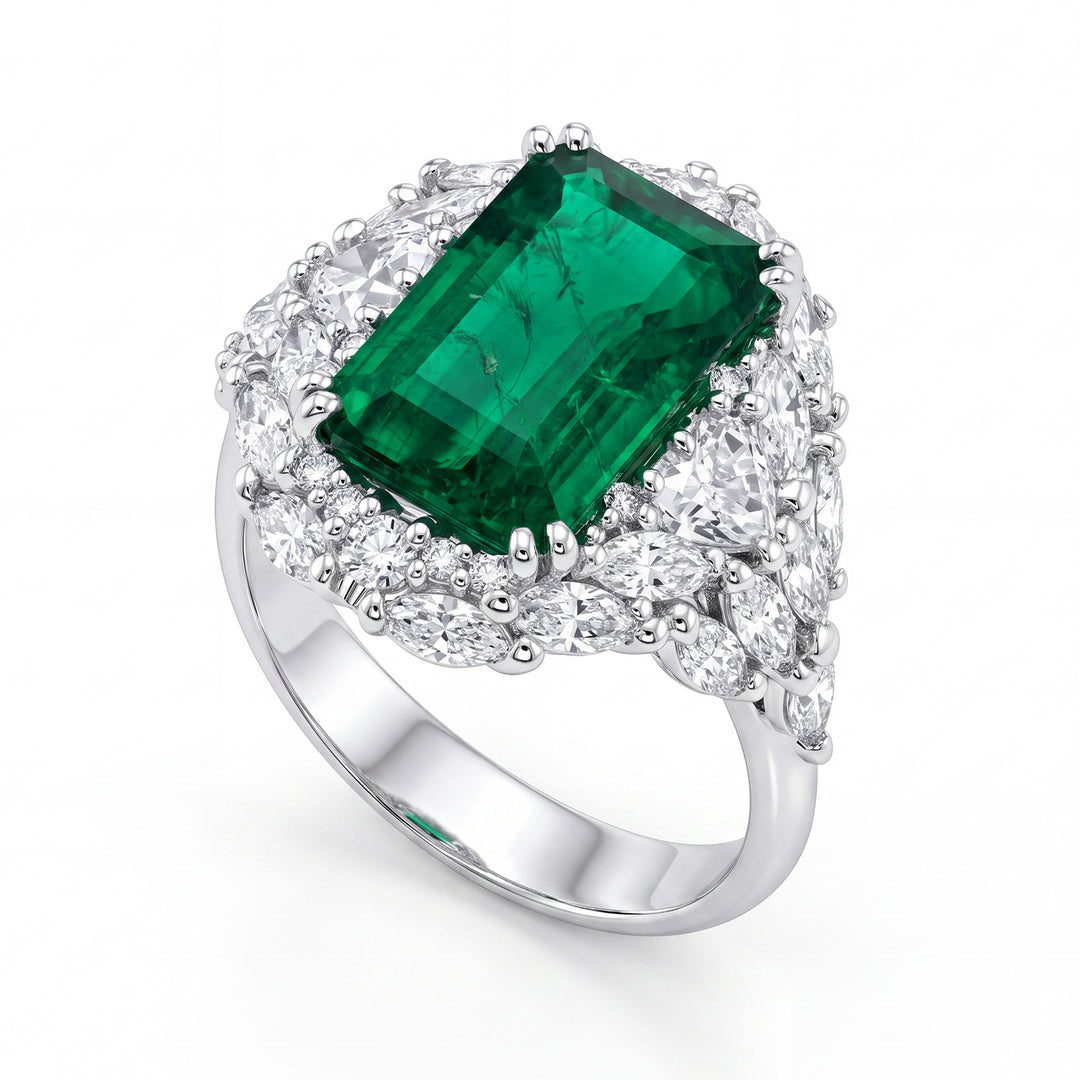 World Diamond Group Smaragdring 4,24 ct und Shuttle-Kontur APU171SMDI-19007110012