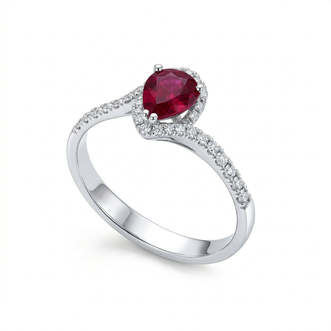 Bague goutte rubis Golay 7x5 avec contour ACLC028WDIRU-24030110111