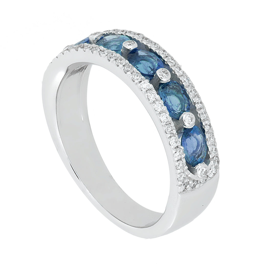 Golay halfronde trackbandring met ovale saffieren AFMG006WDIZB-16127110013
