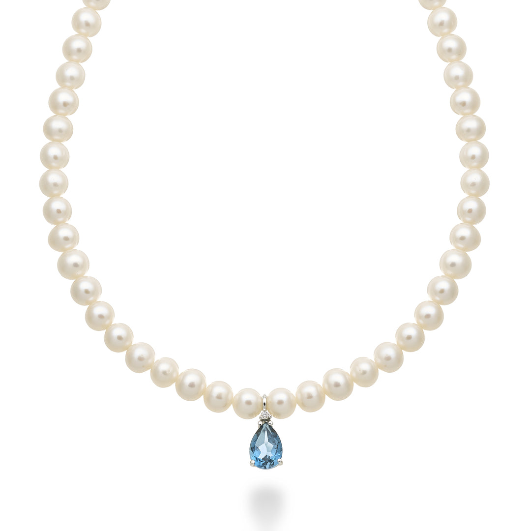 Mikiko cl 18k fw 6/6.5 Londen blauwe topaas druppel 10x7 ct.2.30 diam. 0,02 ct veerring MC1577O4TPBL60