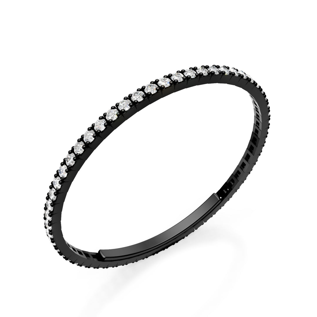 X-Diamond tennisarmband in zwart titanium geheel bezet met diamanten l. bijv. met vlindersluiting, 18 cm, met stenen van elk 0,32 ct LXDBRT018DINE-180