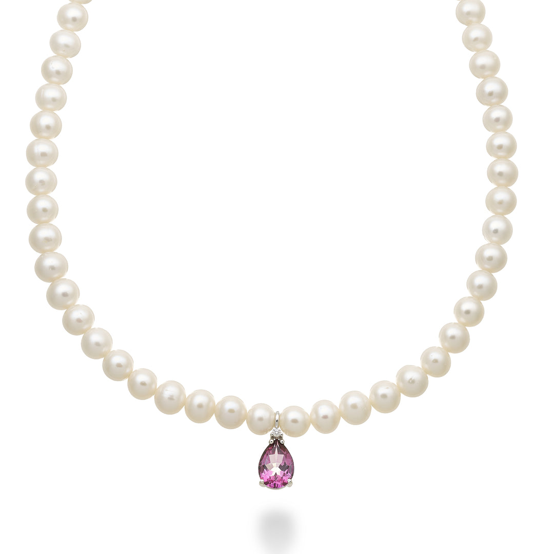 Mikiko cl 18k fw 6/6.5 roze topaas druppel 10x7 ct.2.10 diam. 0,02 ct veerring MC1577O4TPPK60