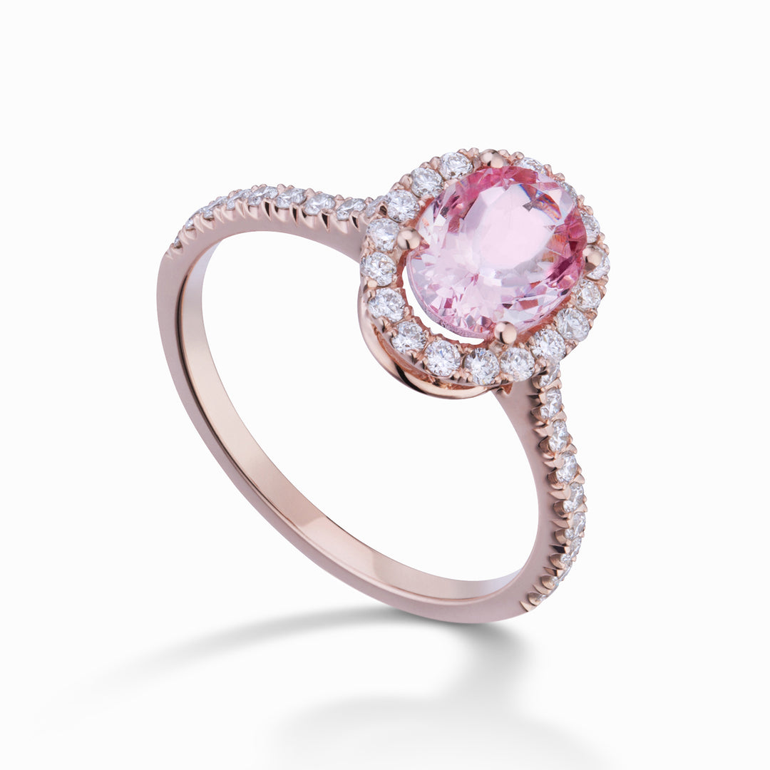 World Diamond Group ovaler Kunzitring 8x6 und Diamantkontur ACLC070DIKZ4-23166110316
