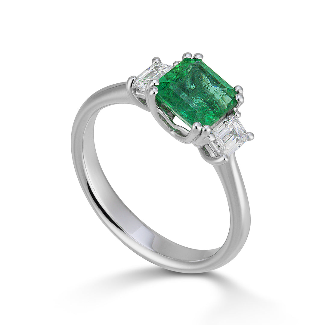 Trilogie Golay diamants et émeraude octogonale ATRSEM002DSM1-22346110084