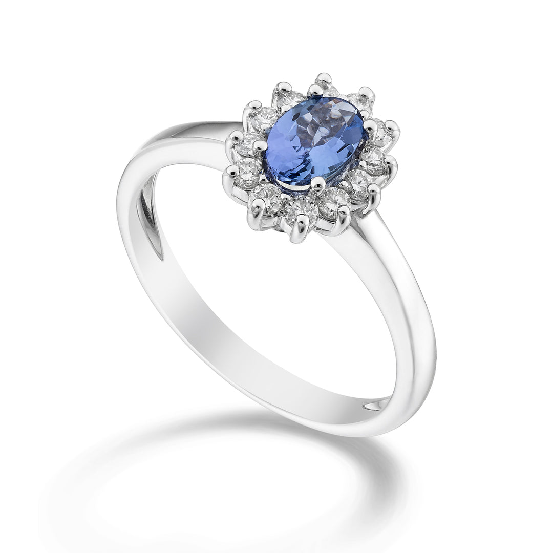 Mikiko une tanzanite 18 carats n. ovale 6x4 ct.0,38 diam. ct.0,23 MA5093O4TZN
