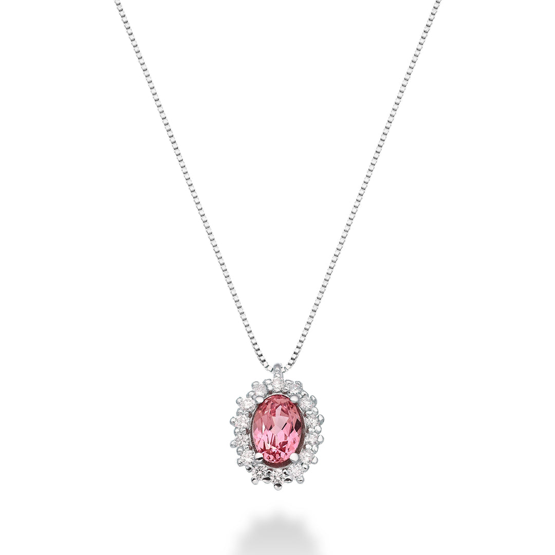 Saphir rose ovale Nihama cl 18 carats 6x4 ct.0,60 diam. 0,13 ct ND5086O4ZFRP