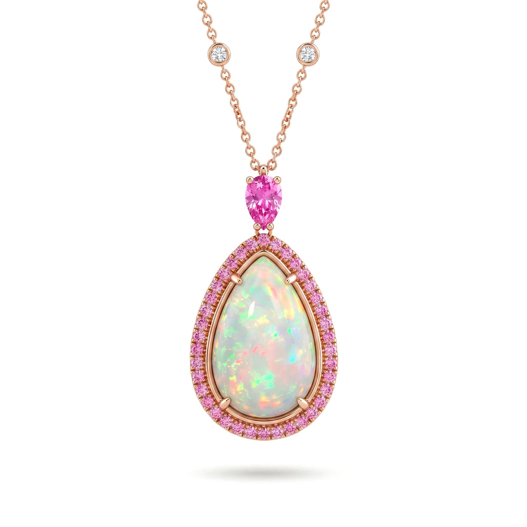 Golay-Halskette mit Opal-Tropfenanhänger und Saphirtropfen GCLC903DZPOP1812R-26173110161