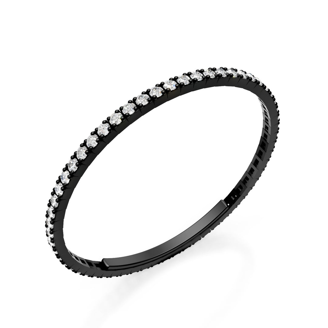X-Diamond tennisarmband in zwart titanium geheel bezet met diamanten l. bijv., met vlindersluiting, 19cm, derde maat LXDBRT013DINE-190
