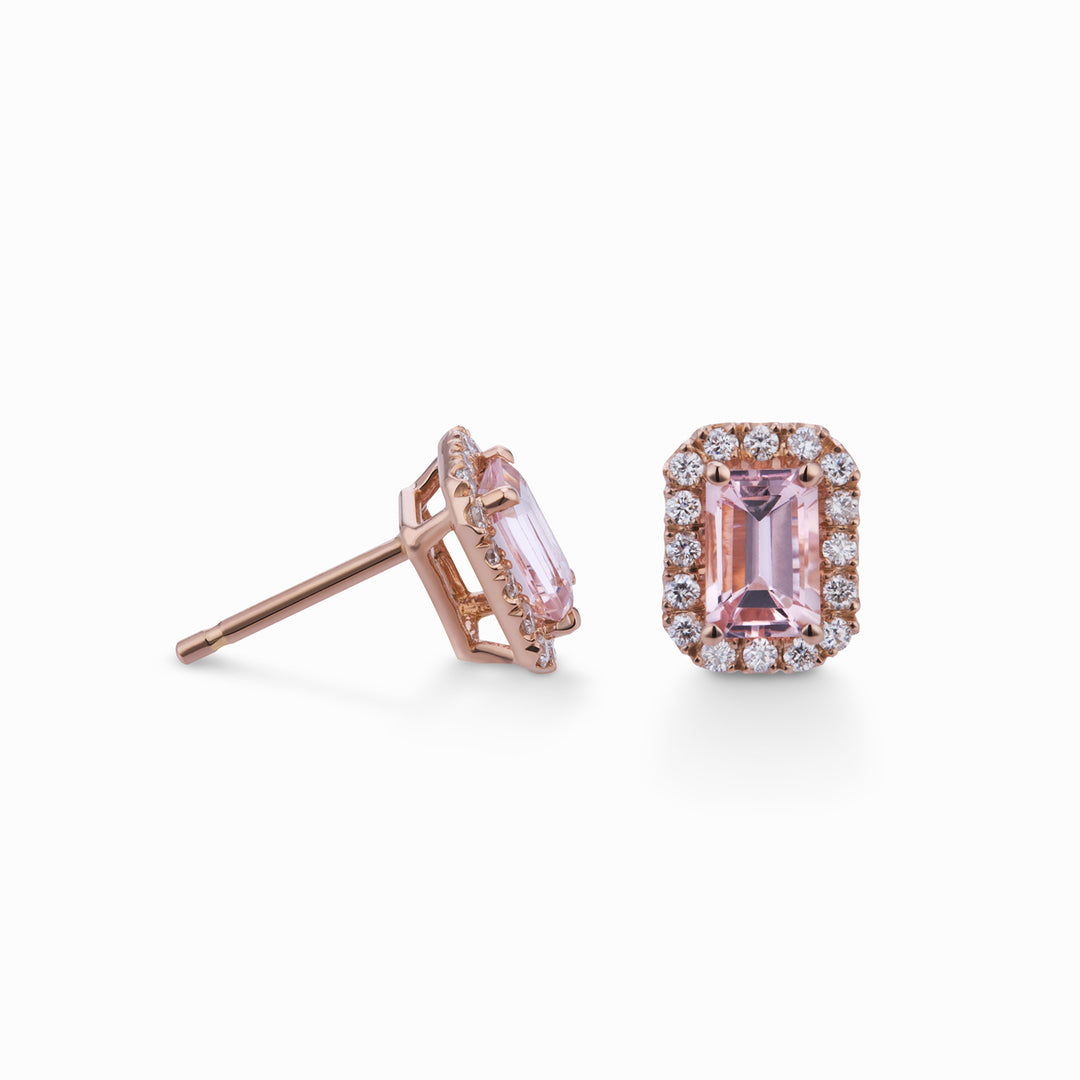 World Diamond Group oorbellen morganiet 6x4 achthoekig en diamanten OCL072DIMO2-22251110016