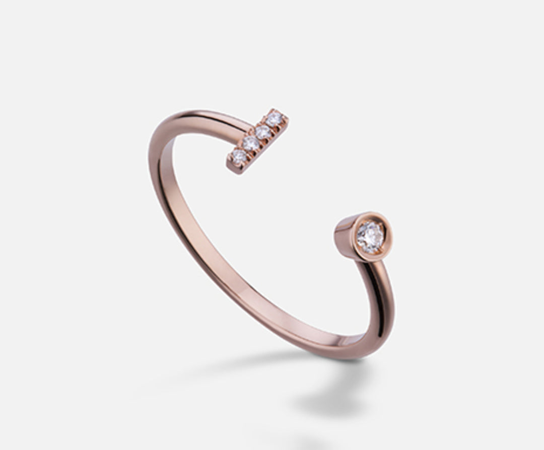 Golay an 9k letter i small rose gold diam. ct.0.05 GAFID1R3