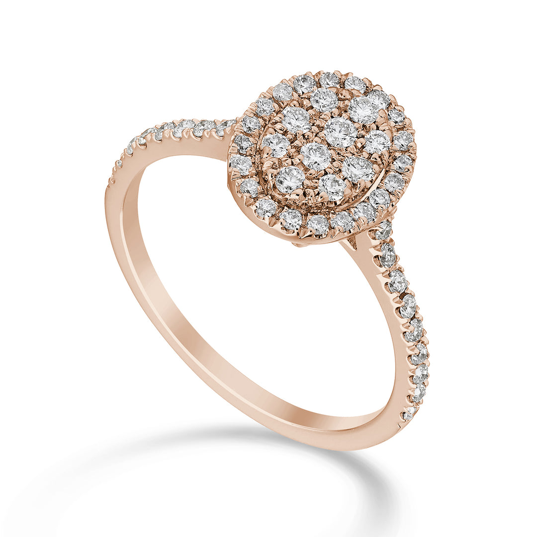 Golay ovale multistone ring en verzonken schacht. roségoud AMPC002DIR-23055110018