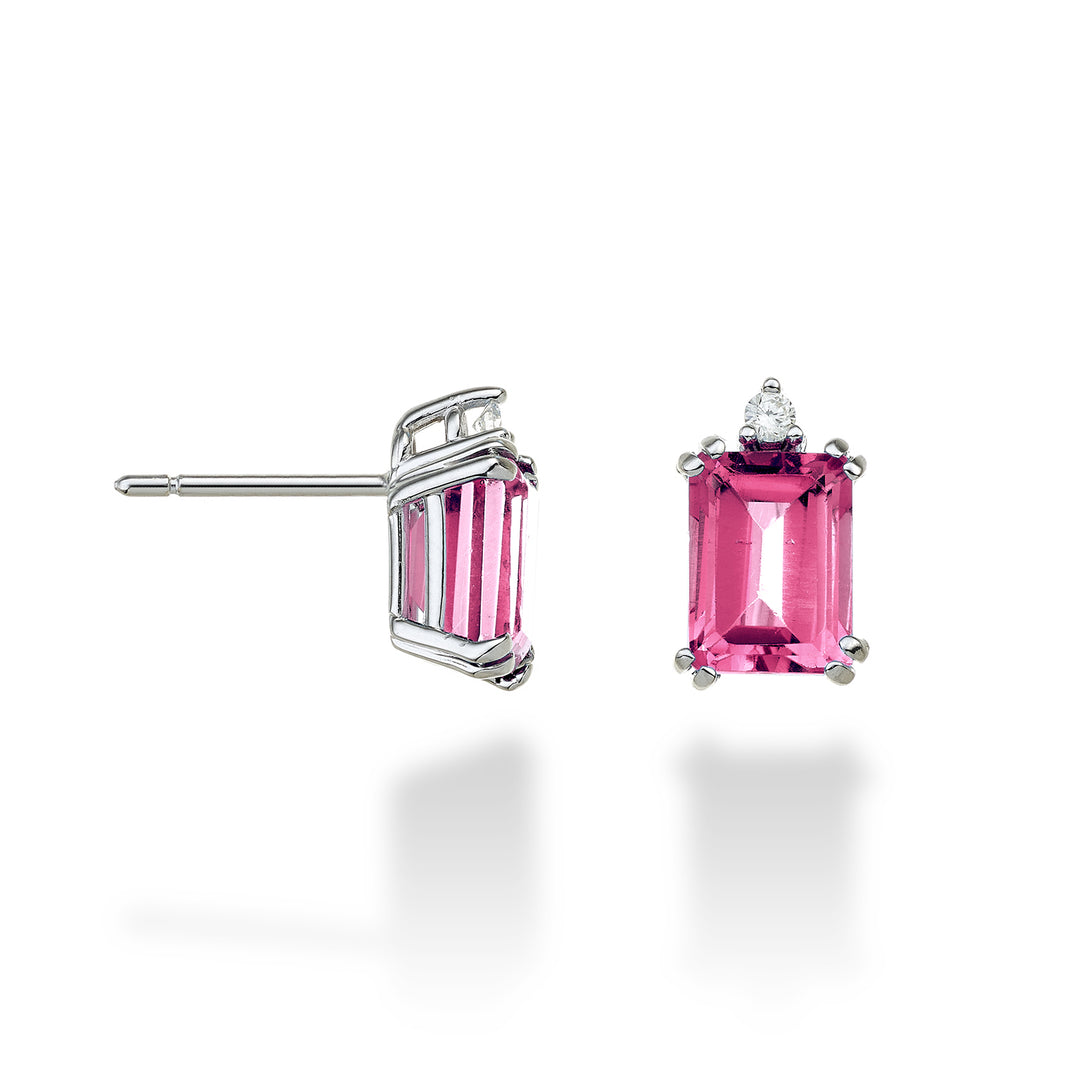 Nihama oder 18k achteckiger rosa Topas 8x6 ct.3,80 Durchm. ct.0,06 NOCL090DITPPK3O4