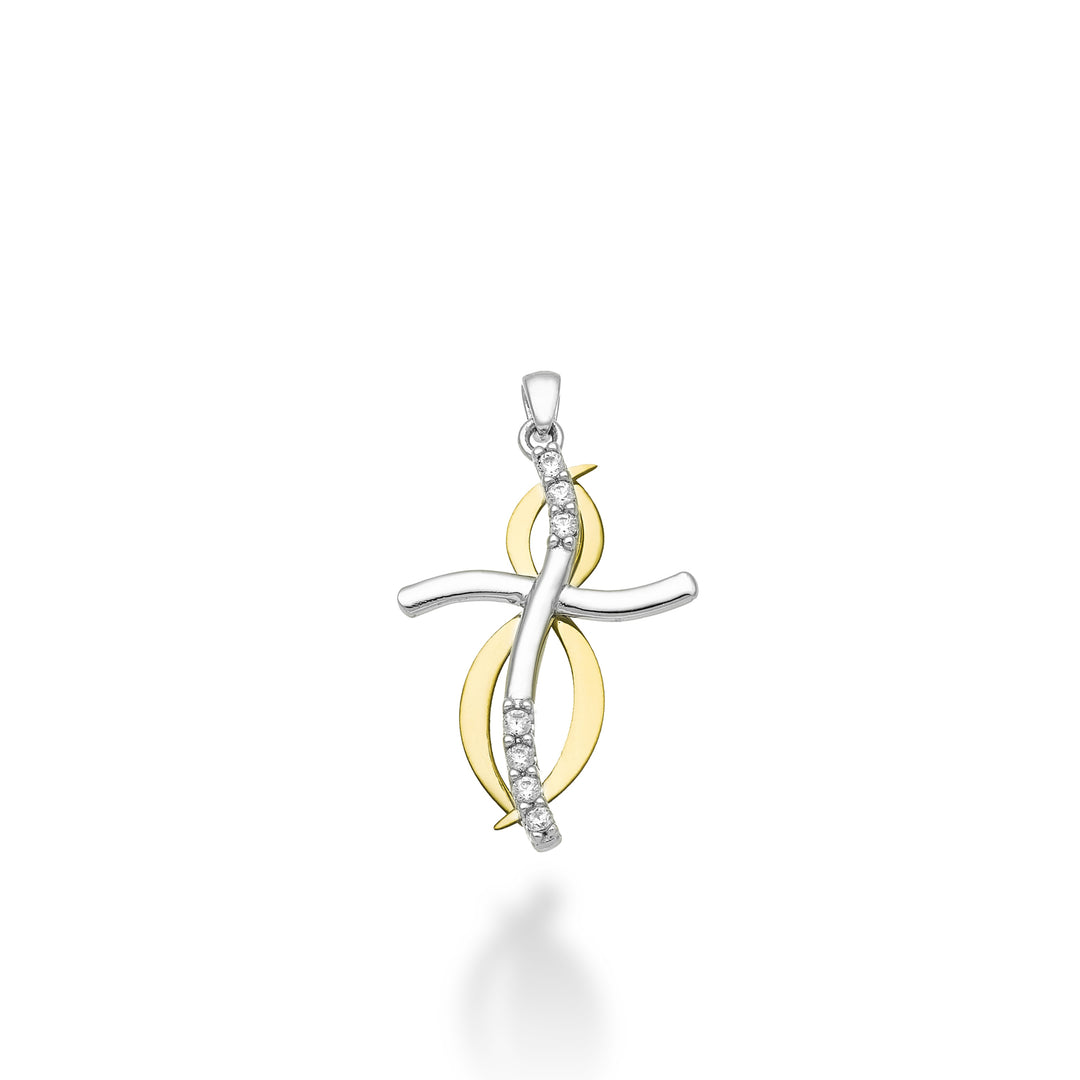 Mikiko pe 18k 0,07 ct croix en or blanc/jaune 1,9 cm MP5014O7BR007