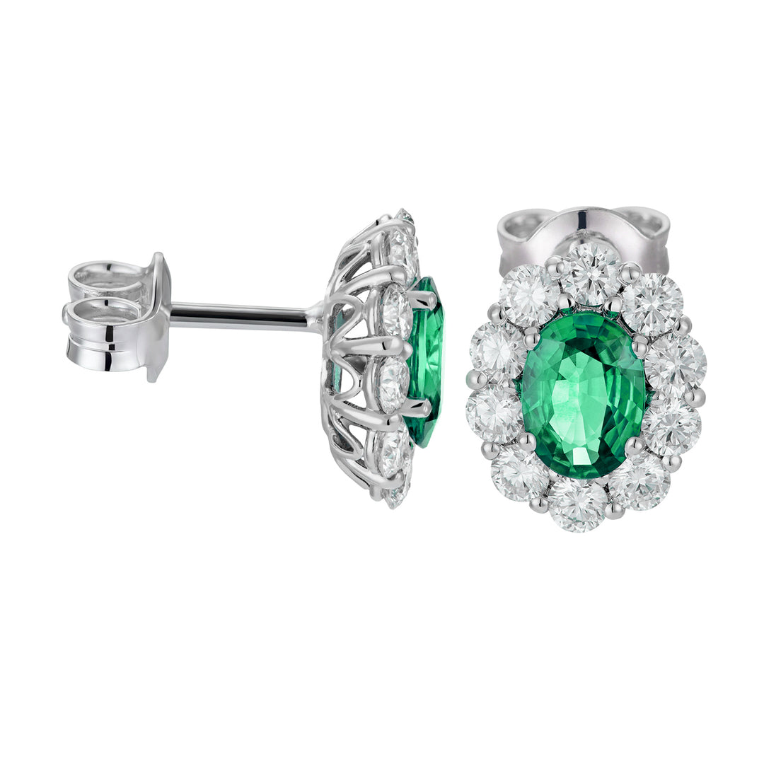 Golay 7x5 ovale oorbellen met smaragd en diamant OCL045DISM-23142110026