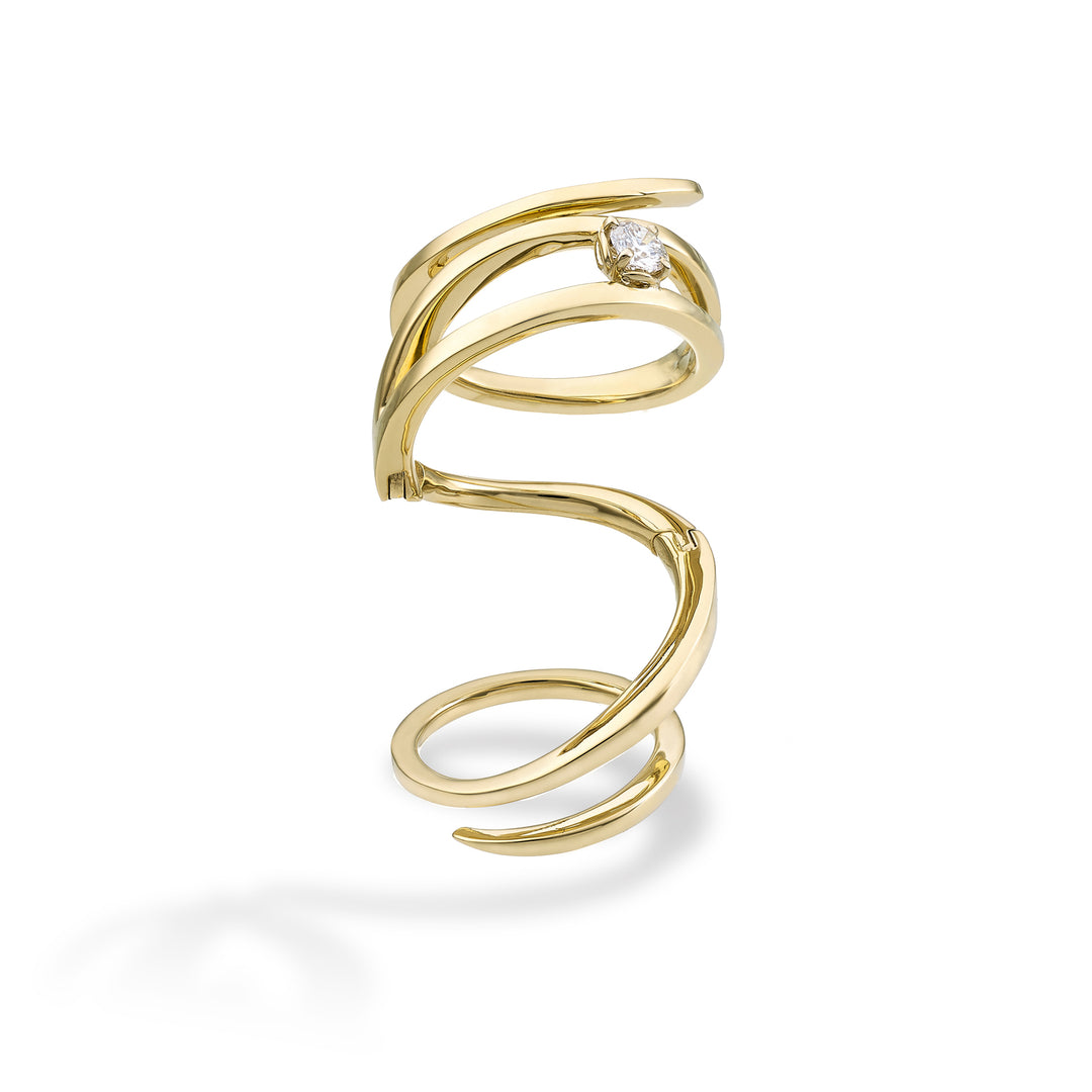 Golay snake ring with single round diamond, yellow ASNAKE11DG-25294110081