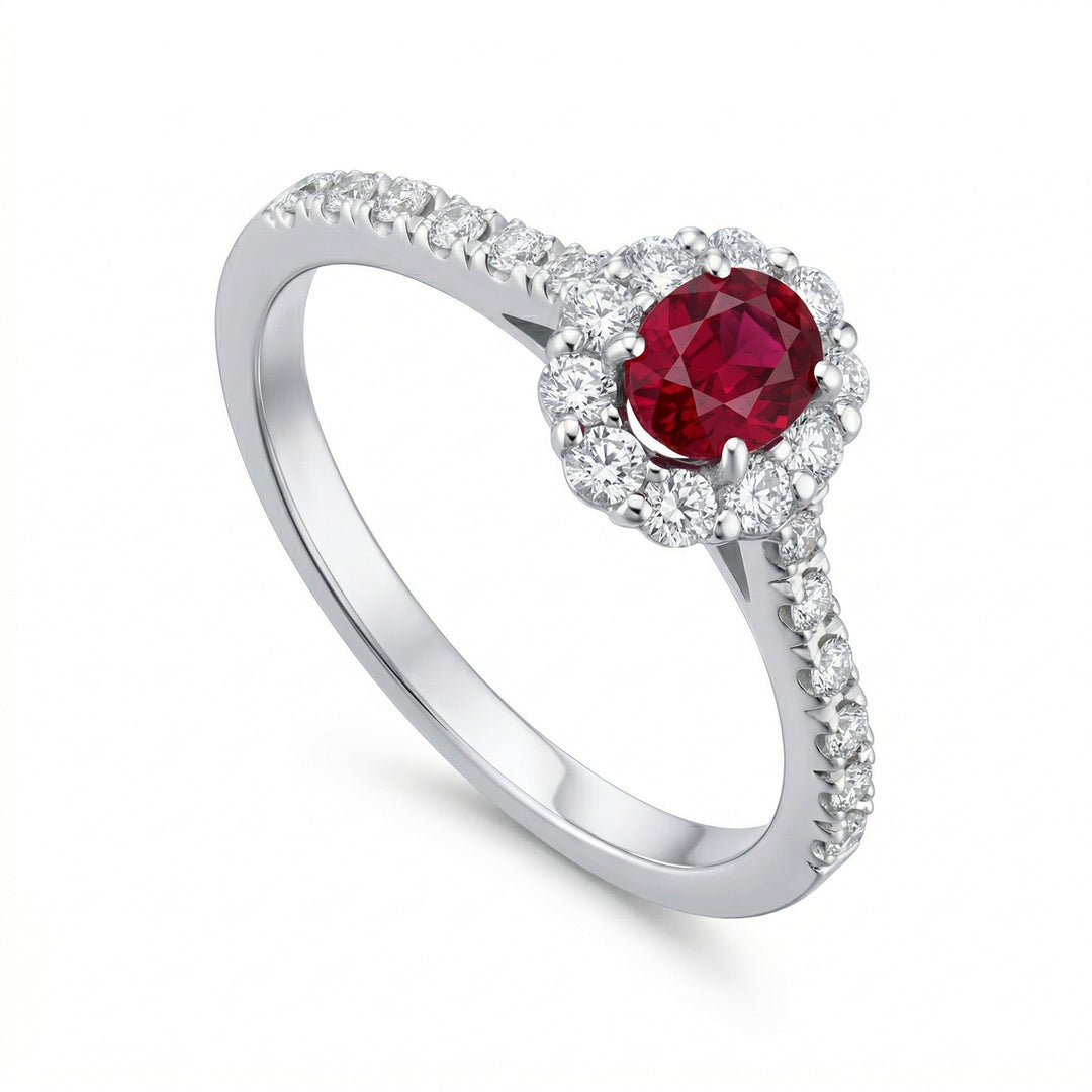 Bague rubis ovale Golay 6x4 contour et tige encastrée ACLC042DIRU-25143110314