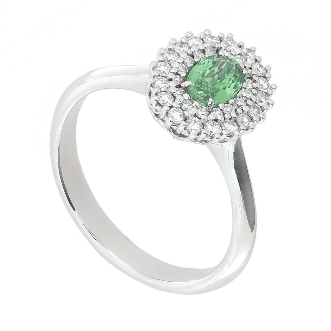 Bague émeraude ovale Golay 6x4 avec double contour ACL009WDISM-23321110006
