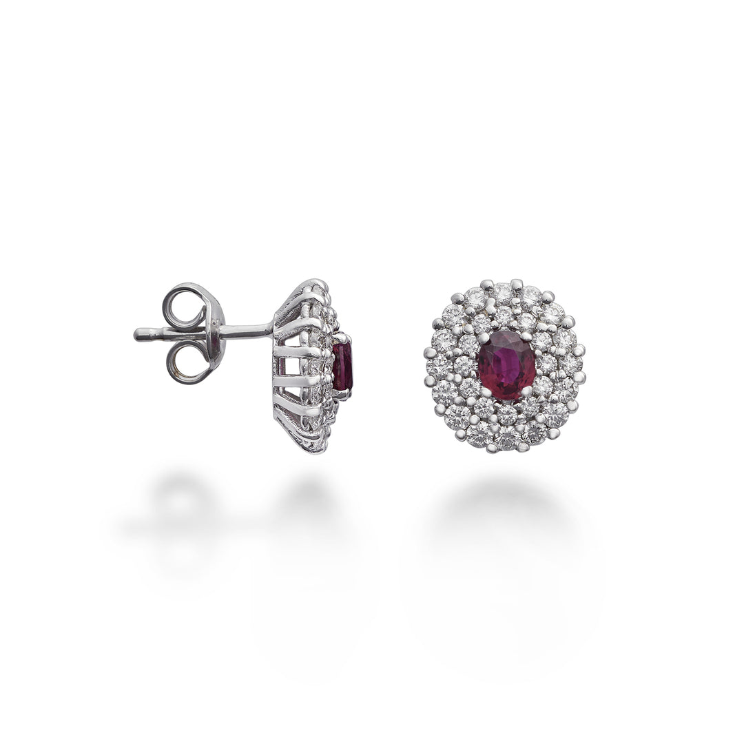 Golay oval ruby ​​earrings 4x3 double cont. diamonds OCL128DIRU43-23124110021