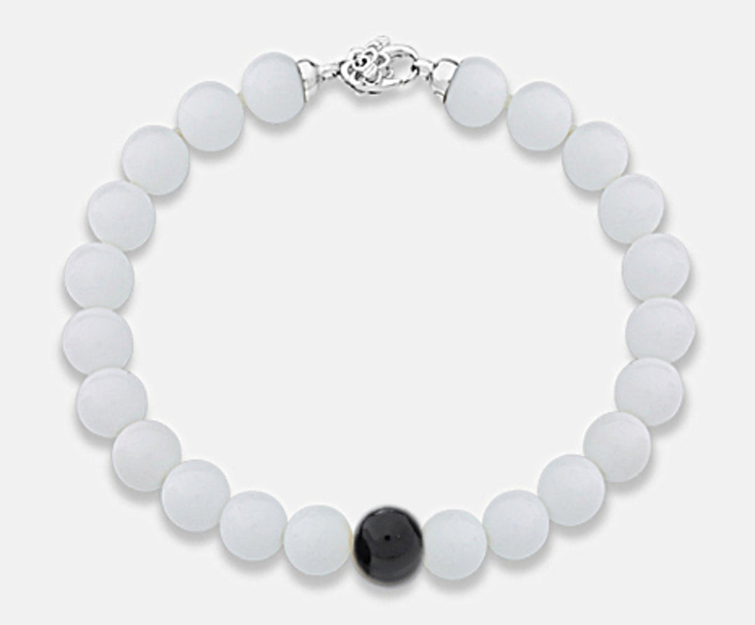 Nihama br ag925 agglomerate of white agate and onyx 12mm NB7364A4AGATA012