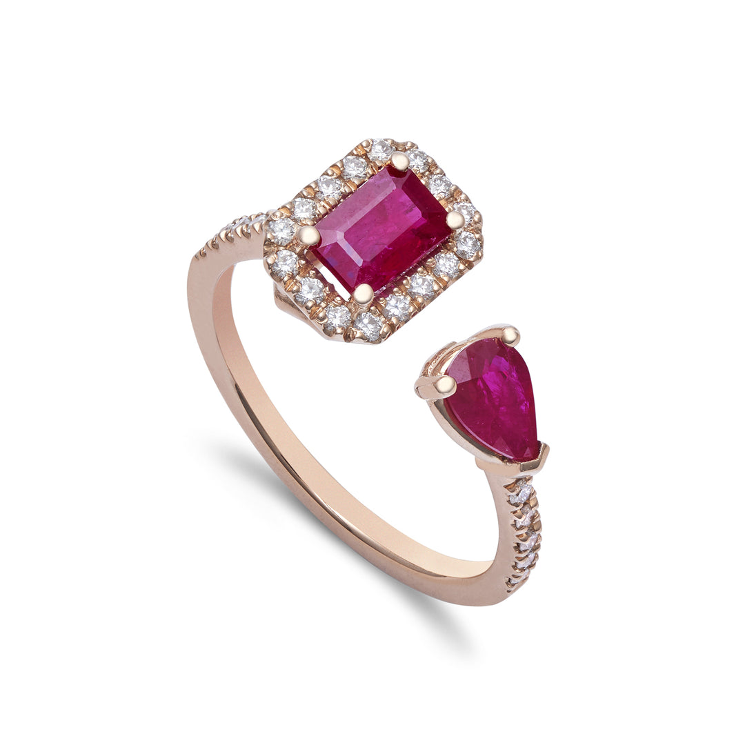Golay ring tegengestelde robijnen okt 6x4 en drop 6x4 ACLC309DIRU-22172110052