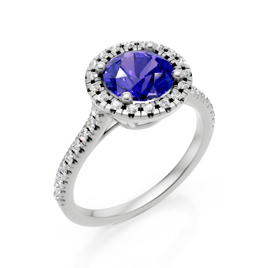 Bague tanzanite ronde Golay 7,00 mm contour et tige inc ACLC652DTZ77-25083110052