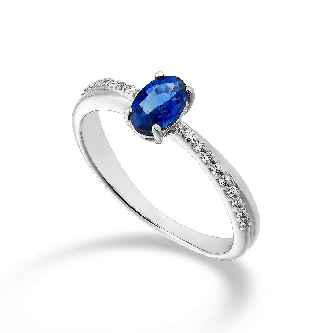 Nihama een 18k ovale saffier 6x4 ct.0,40 diam. 0,07 ct NA5103O4ZFD