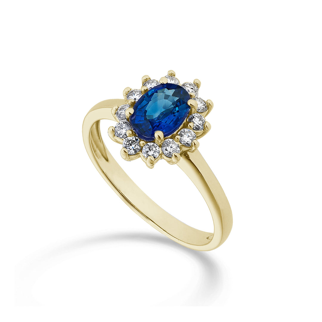 Nihama un saphir ovale 18 carats 7x5 en or jaune 0,80 ct diam. 0,30 ctNA5094O1ZFD