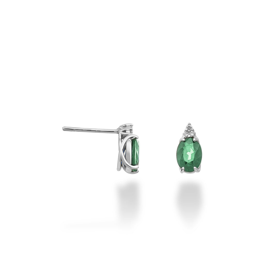 Nihama of 9k ovale smaragd 7x5 en drie diamanten NO5172R4BE