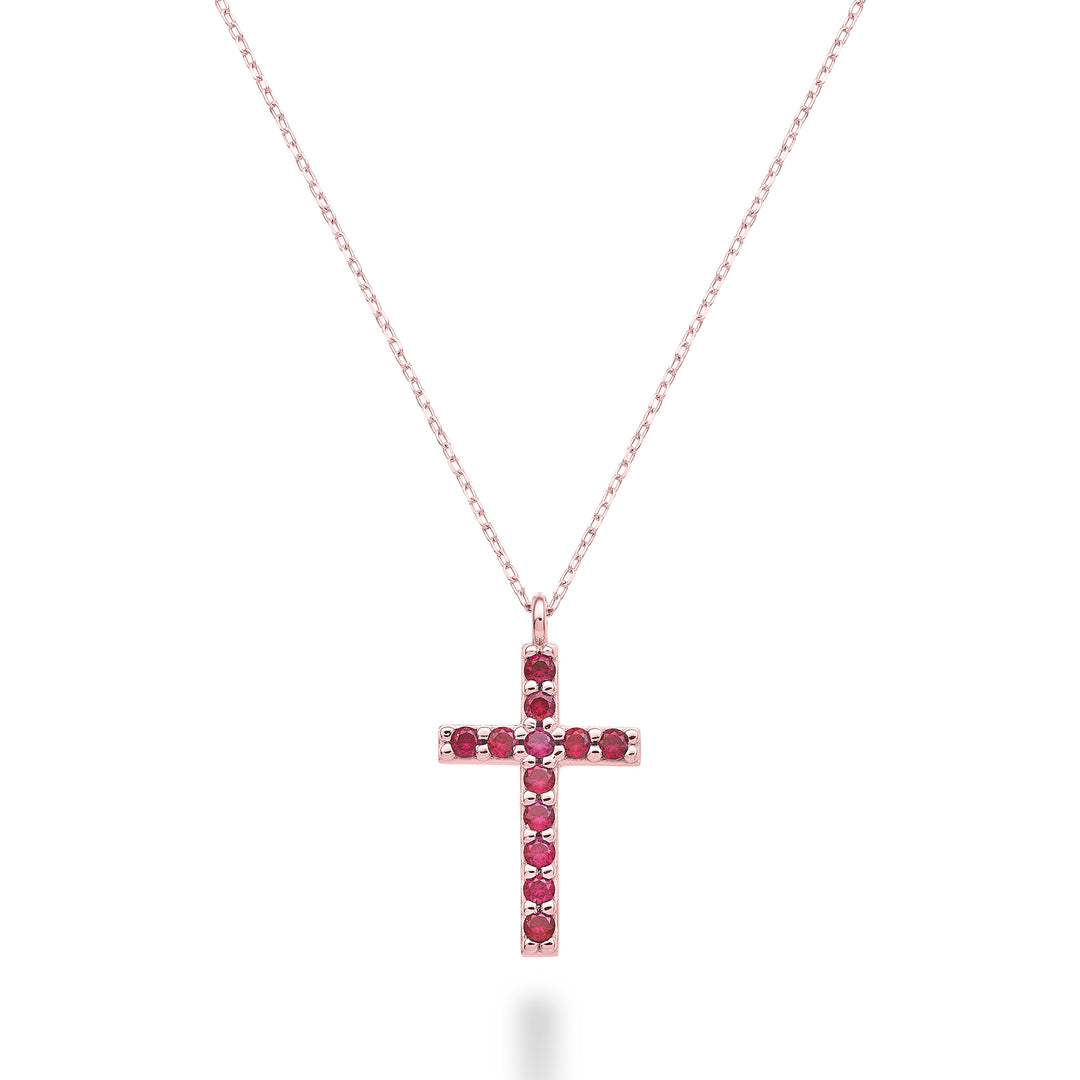 Nihama cl 18k kruis maat 4 roségoud met robijnen 0,25 ct NDCRO4O3RBR