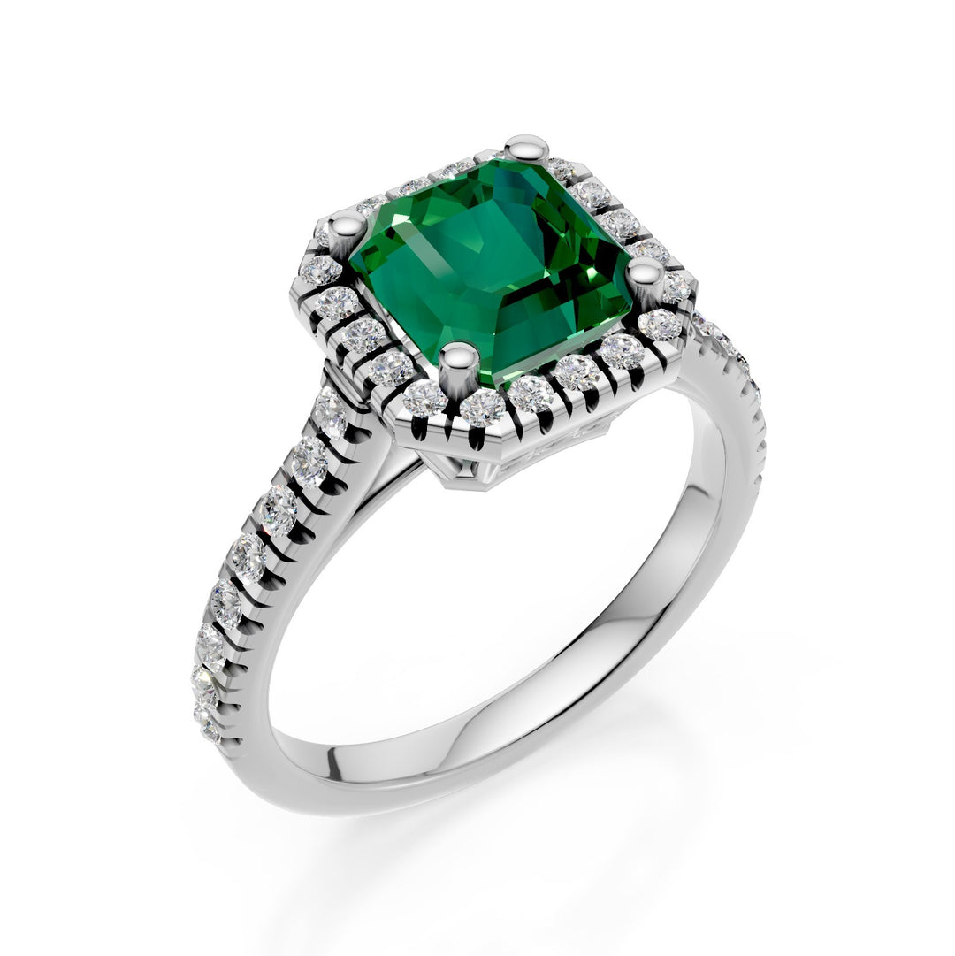 Golay-Okt-Smaragdring 7x7 mit Diamantkontur ACLC657DSM77-25090110113