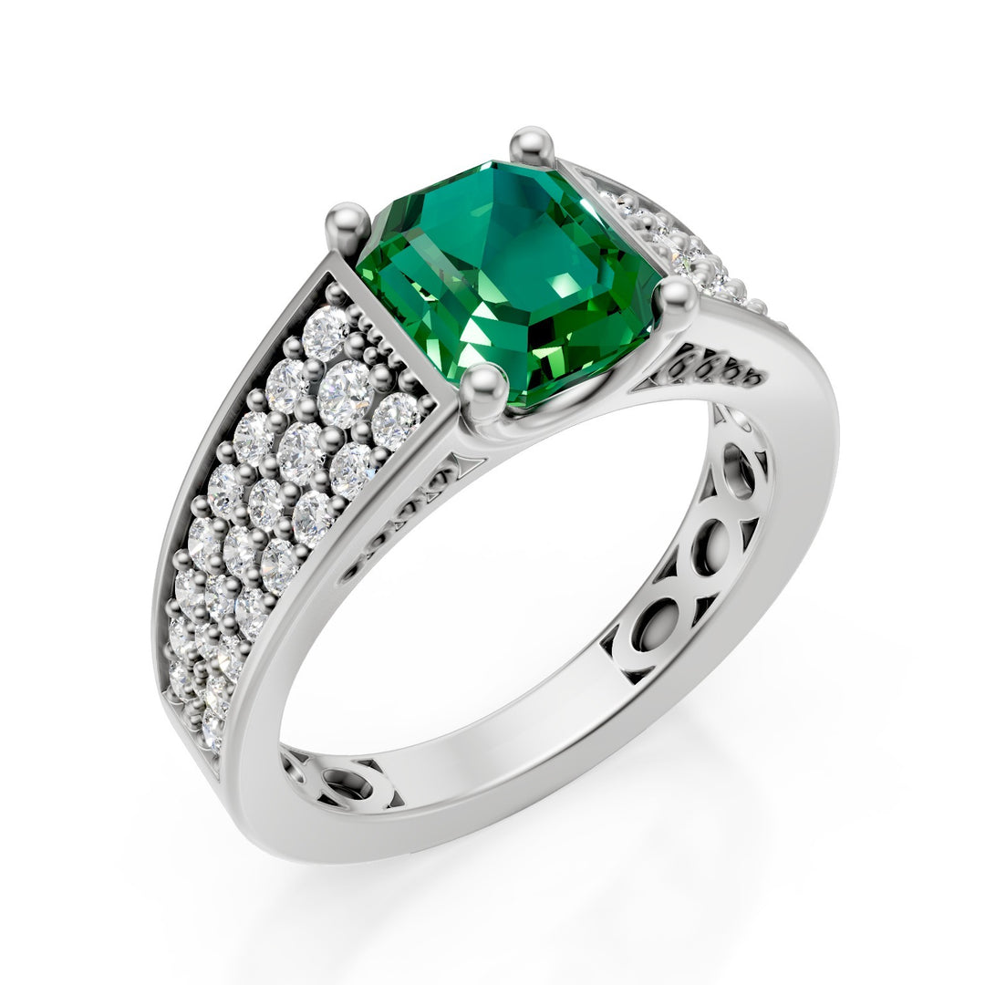 Golay okt smaragdgroene bandring 7x6 met verharde schacht AFS645DSM76-25070110079