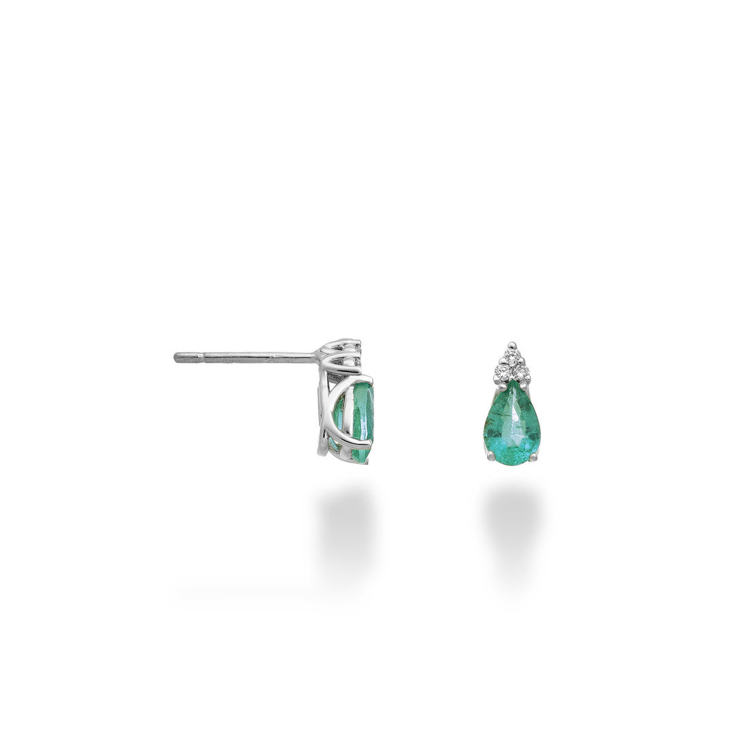 Nihama of 18k smaragdgroene druppel 6x4 en drie diamanten NO5173O4BE
