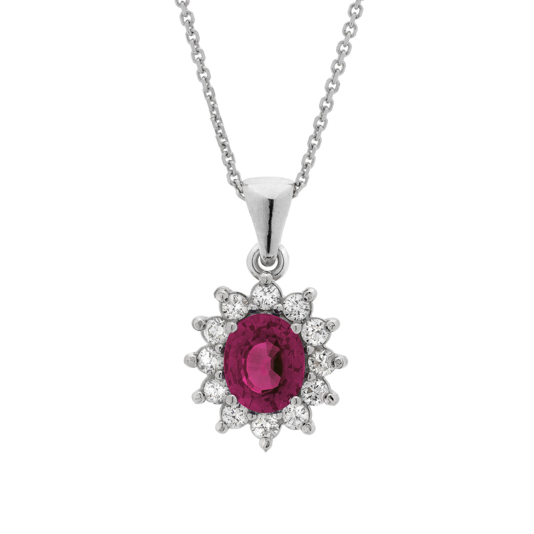 Golay necklace with 6x5 oval ruby pendant and diamonds PCL019WDIRU-23321110167