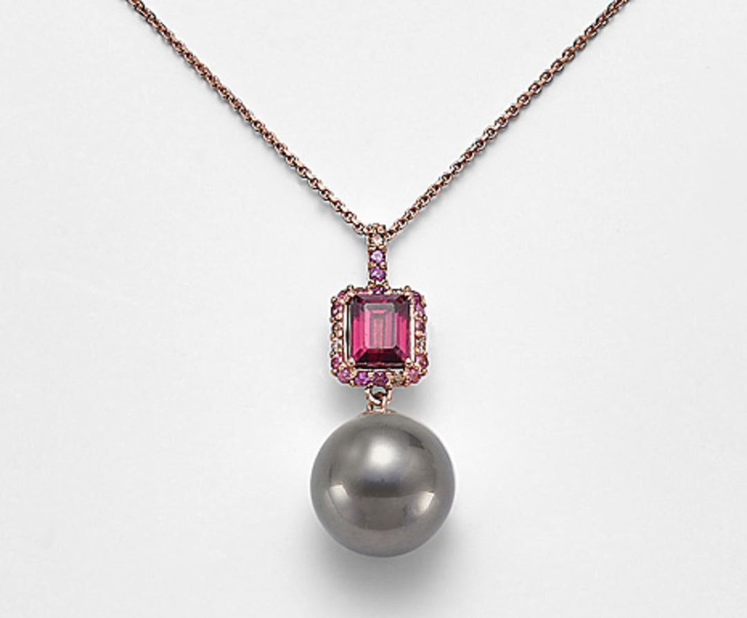 Nihama cl 18k sspb 11/12 ct.0,06 diam marron, tourmaline rose et rhodolite ND0984O3SANE110