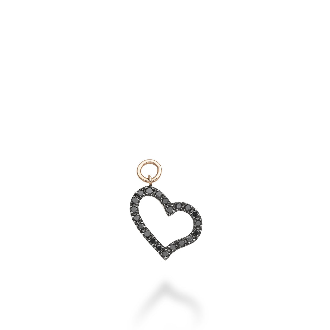 World Diamond Group bedel met groot hart 18k ct. 0,18 zwart rosé goud GCH212BKO3