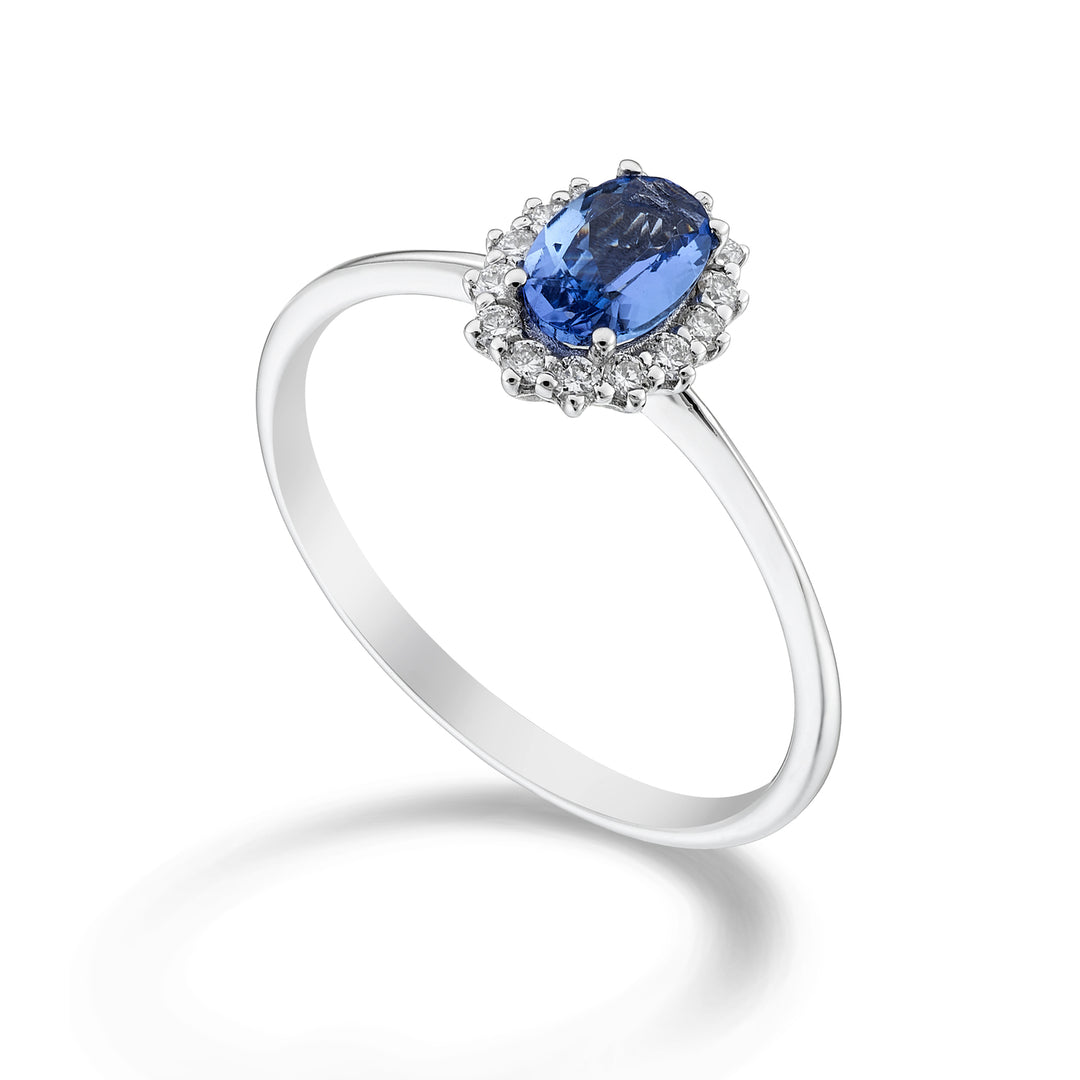 Mikiko een 18k tanzaniet n. ovaal 6x4 ct.0,38 diam. ct.0,13 MA5141O4TZN