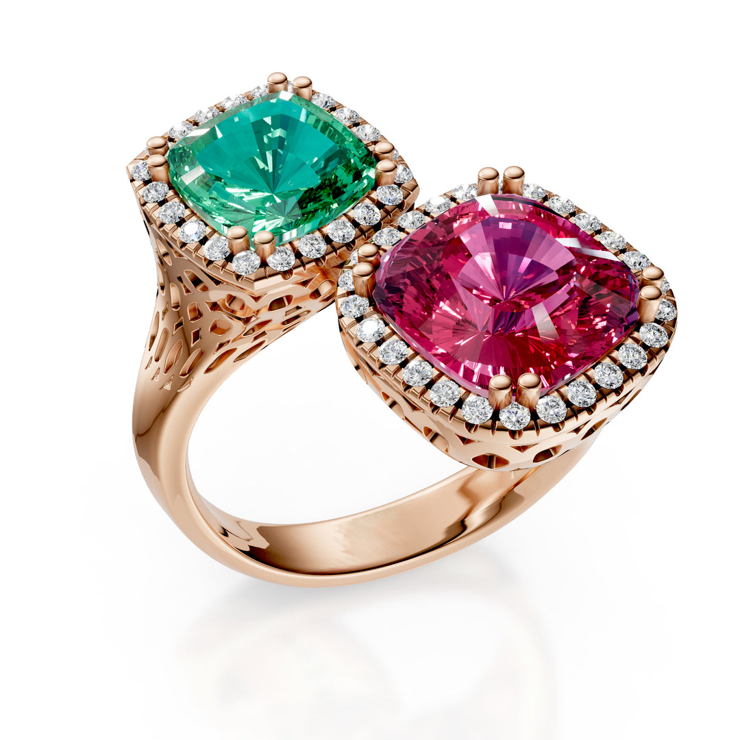 Golay bilogy tourmaline cushion and contour ring ABLC468DTO111099-24191110044